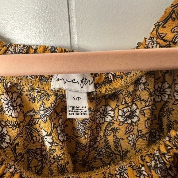 Love First Boho Off the Shoulder Mustard Crop Top, Size Small - Picture 14 of 16